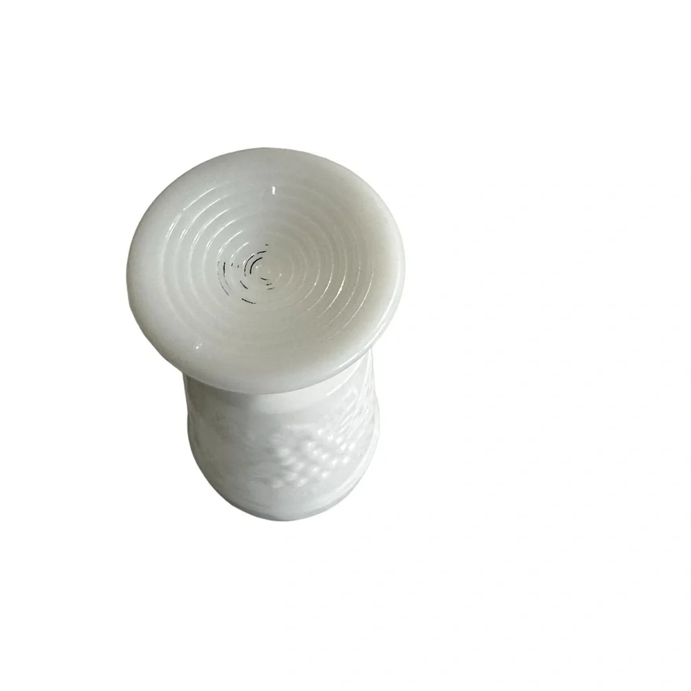 TWO VINTAGE WHITE MILK GLASS GRAPEVINE  PEDESTAL BASE - Picture 7 of 12